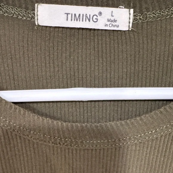 Timing Olive Green Ribbed Short Sleeve Tee - Picture 2 of 6